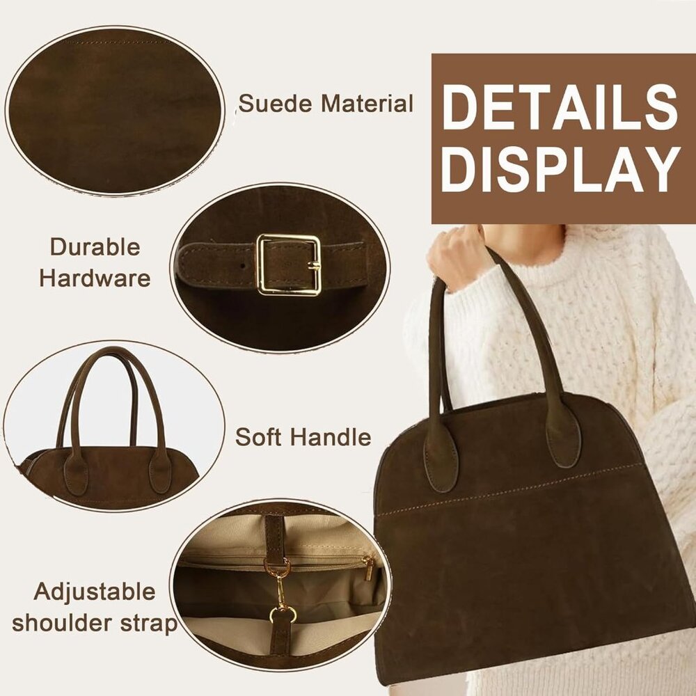 Versatile Large Suede Handbag With Detachable Str… - image 4
